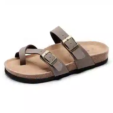 果洛菲 软木拖时尚百搭平底套趾沙滩鞋夹脚勃肯鞋外穿拖鞋 男女同款