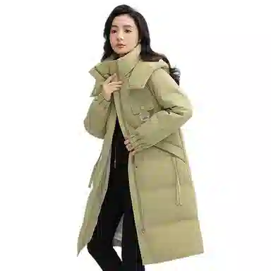 鸭鸭 纯色简约百搭加厚中长款羽绒服 女款