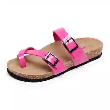 果洛菲 软木凉拖夹脚舒适百搭夏季亮面外穿平底套趾人字拖鞋 男女同款