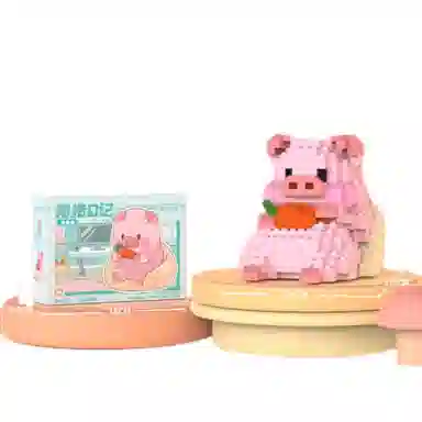 雄俊 可爱乐高积木卡通贪吃猪 益智拼装 玩具