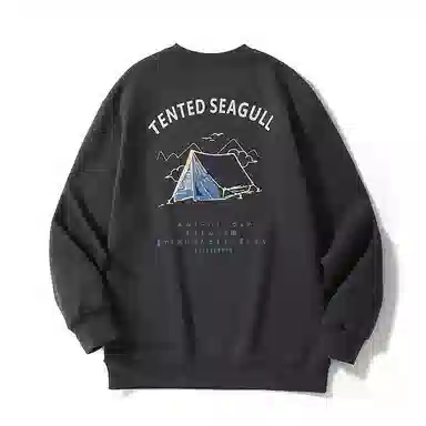 赞仕 帐篷趣味印花日系卫衣 男女同款 深灰