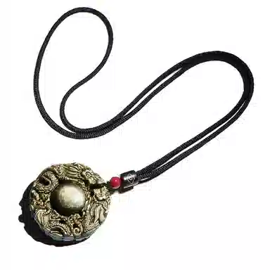 易明居 双龙护主 霸气招财 新中式十二生肖 守护神项链 六字真言转运珠  黑曜石 玉石吊坠 男女同款情侣款 佛牌 生日 男友 礼物