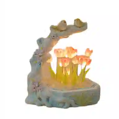 雄俊 花鸟郁金香小夜灯 文艺摆件 桌面装饰工艺品 玩具