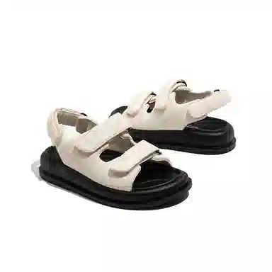 老喵 简约舒适百搭 露趾交叉带 一字带凉鞋 女款