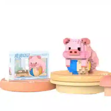 雄俊 可爱乐高积木卡通贪吃猪 益智拼装 玩具
