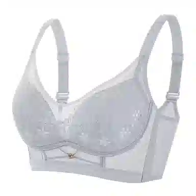 浪莎 内衣薄款大胸显小胸聚拢收副乳防下垂无钢圈蕾丝性感文胸 女款