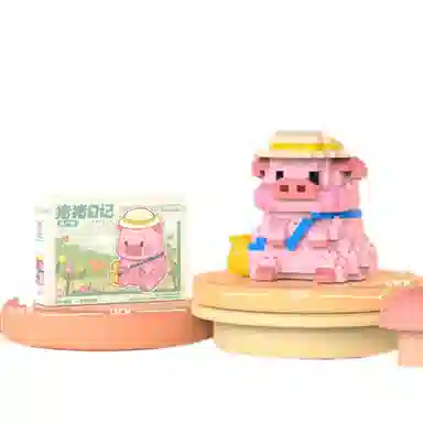 雄俊 可爱乐高积木卡通贪吃猪 益智拼装 玩具
