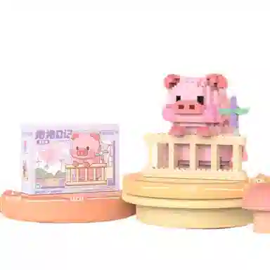 雄俊 可爱乐高积木卡通贪吃猪 益智拼装 玩具