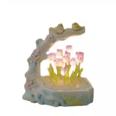 雄俊 花鸟郁金香小夜灯 文艺摆件 桌面装饰工艺品 玩具