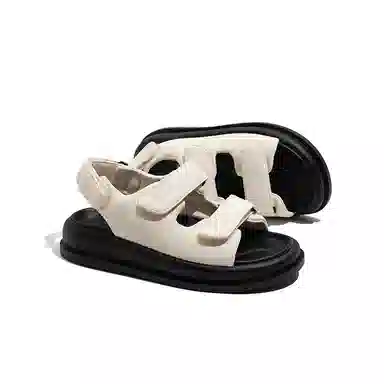 老喵 简约舒适百搭 露趾交叉带 一字带凉鞋 女款