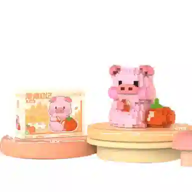 雄俊 可爱乐高积木卡通贪吃猪 益智拼装 玩具