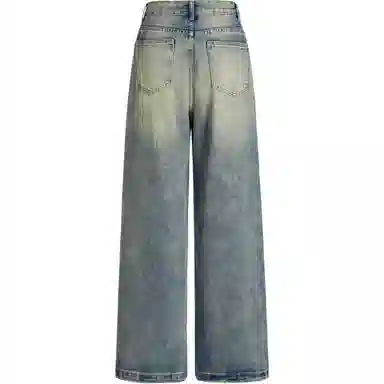 玫丝朵 中腰宽松无弹牛仔裤 女款 复古蓝