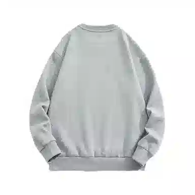 赞仕 重磅美式复古拼接圆领潮牌卫衣 男女同款 浅灰