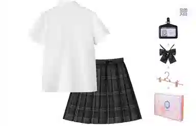 东鲸岁时记 学院风毕业季日系简约显瘦刺绣短袖衬衫碳素笔格裙短款半身裙制服 女款