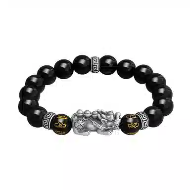 中国珠宝 招财进你 五路财神六字箴言貔貅 国潮新中式招财五福转运珠国风 玛瑙 玉石手串 男女同款情侣款 生日周年纪念日送礼礼盒