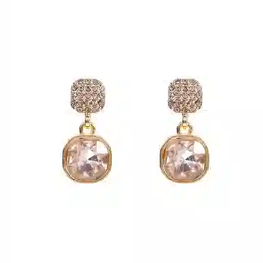 彤彤兔     方形水钻耳环女高级感气质百搭耳钉耳饰