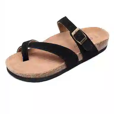 果洛菲 夏季套趾软木拖平底外穿防滑沙滩鞋夹角人字拖鞋 男女同款