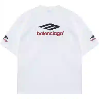 Balenciaga FW23 Logo Embroidered T-Shirt White