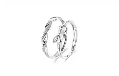 牧言 冷淡风气质简约小众设计高级感 光面立体莫比乌斯交织素圈蝶梦蝴蝶结对戒可调节指环 合金 蝶恋戒指 男女同款情侣款