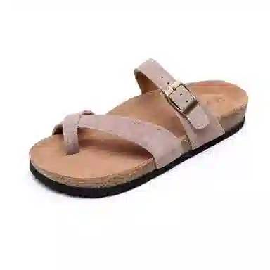 果洛菲 夏季套趾软木拖平底外穿防滑沙滩鞋夹角人字拖鞋 男女同款