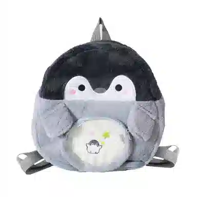 一点潮玩 小企鹅毛绒双肩包 配随机公仔挂件休闲小书包 玩偶周边