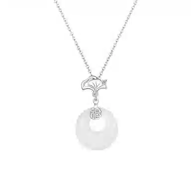 中国珠宝 三生有杏 幸运平安扣 新中式国潮轻奢优雅气质高级感锁骨链 玉髓 玉石项链 女款