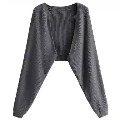 北极绒 韩版针织外搭开衫镂空坎肩罩衫外套长袖 披肩 女款