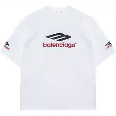 Balenciaga FW23 Logo Embroidered T-Shirt White