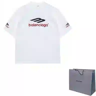 Balenciaga FW23 Logo Embroidered T-Shirt White