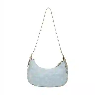 JANE KLAIN Denim Crescent Bag Small Light Blue