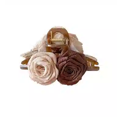 水中玉 干枯玫瑰抓夹法式花朵发卡后脑勺超仙盘发卡子超大号鲨鱼夹头饰 发夹 女款