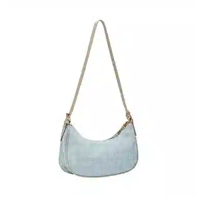 JANE KLAIN Denim Crescent Bag Small Light Blue