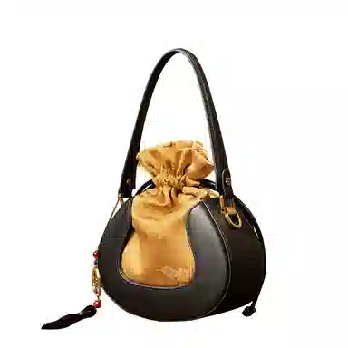 良锦记 纯色百搭 牛皮 单肩包 女款 金色