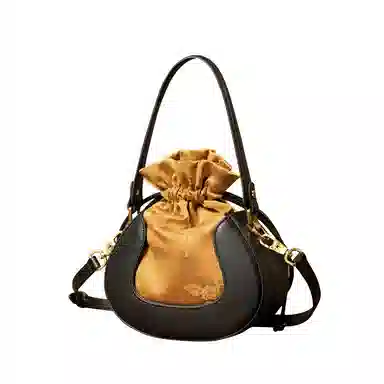 良锦记 纯色百搭 牛皮 单肩包 女款 金色