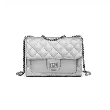 红蜻蜓 经典复古潮流时尚小众简约高级感通勤百搭菱格大容量 牛皮真皮 链条小方包斜挎单肩包 常规 女款 黑色/白色