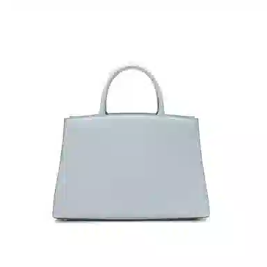 古伊西 铃兰系列新中式大容量手提包 中国风铃兰花刺绣工艺牛剖层皮革高级感大气妈妈包中年斜挎包 中号 女款 云水蓝