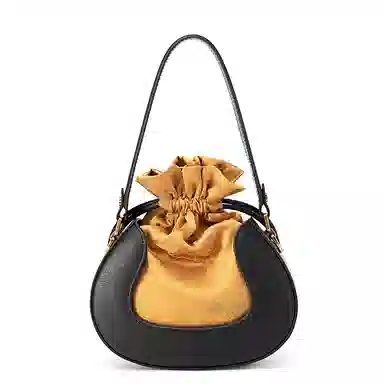 良锦记 纯色百搭 牛皮 单肩包 女款 金色