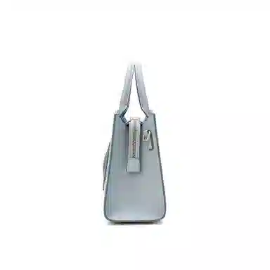 古伊西 铃兰系列新中式大容量手提包 中国风铃兰花刺绣工艺牛剖层皮革高级感大气妈妈包中年斜挎包 中号 女款 云水蓝