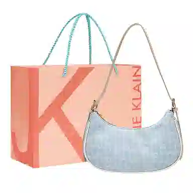 JANE KLAIN Denim Crescent Bag Small Light Blue