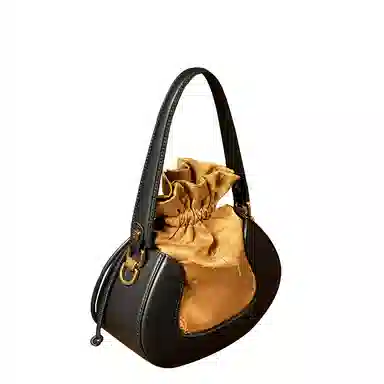 良锦记 纯色百搭 牛皮 单肩包 女款 金色