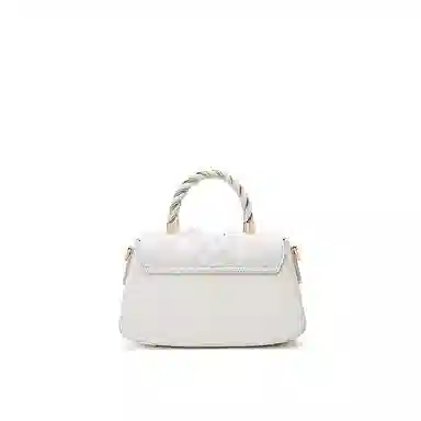 古伊西国 喜上梅梢新中式褶皱小方包 中国风刺绣工艺 牛皮 编织手提设计 复古旗袍斜挎包 小号 女款 芡实白