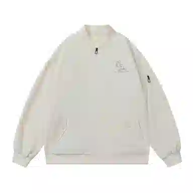 三体 我的三体系列 美式复古简约基础款纯色休闲字母印花宽松百搭开衫高街潮牌时尚学生棒球服工装飞行员夹克外套 男女同款