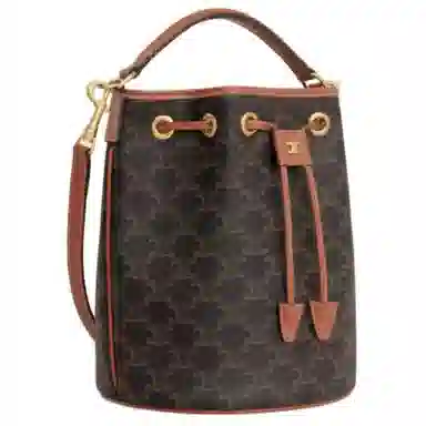 CELINE Triomphe Canvas Bucket Bag Brown