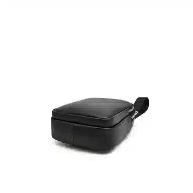 老人头 高级百搭真皮时尚 头层牛皮 单肩斜挎胸包 男款 黑色