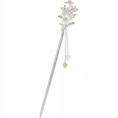 秦福炫 十二花神玉髓古风高级感小众新中式流苏 古风气质  银色 发簪 女款