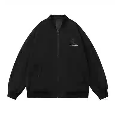 三体 我的三体系列 美式复古简约基础款纯色休闲字母印花宽松百搭开衫高街潮牌时尚学生棒球服工装飞行员夹克外套 男女同款