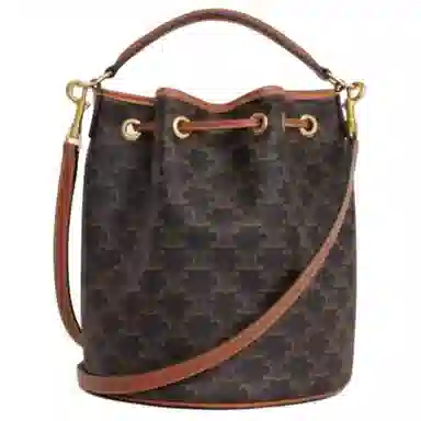 CELINE Triomphe Canvas Bucket Bag Brown