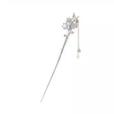 秦福炫 十二花神玉髓古风高级感小众新中式流苏 古风气质  银色 发簪 女款