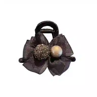 丹琴 高级感珍珠蝴蝶结抓夹鲨鱼夹子后脑勺小号头发发卡 发夹 女款