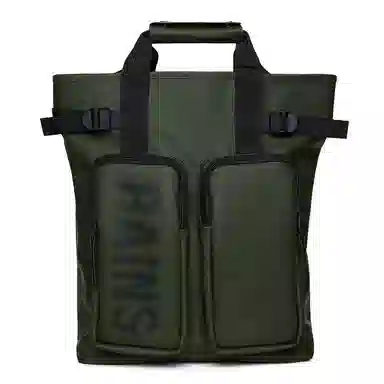 Rains Waterproof Tote 15 Inch Black/Green